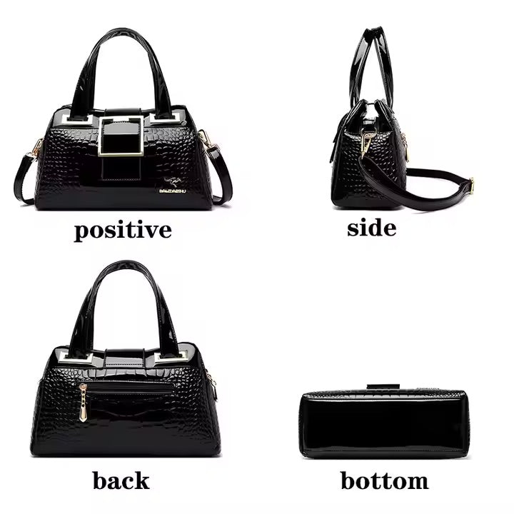 Patent leather large capacity high quality handbag