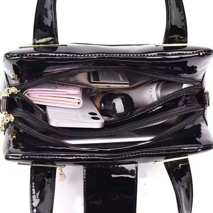 Patent leather large capacity high quality handbag