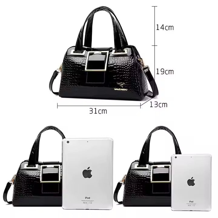 Patent leather large capacity high quality handbag