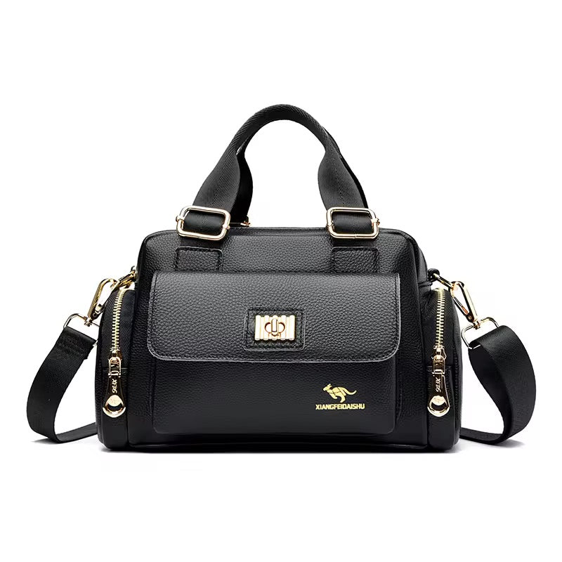 Sleek Street  High Quality Pu  Soft Leather Large Capacity Locomotive Main Satchel bag Women 2024